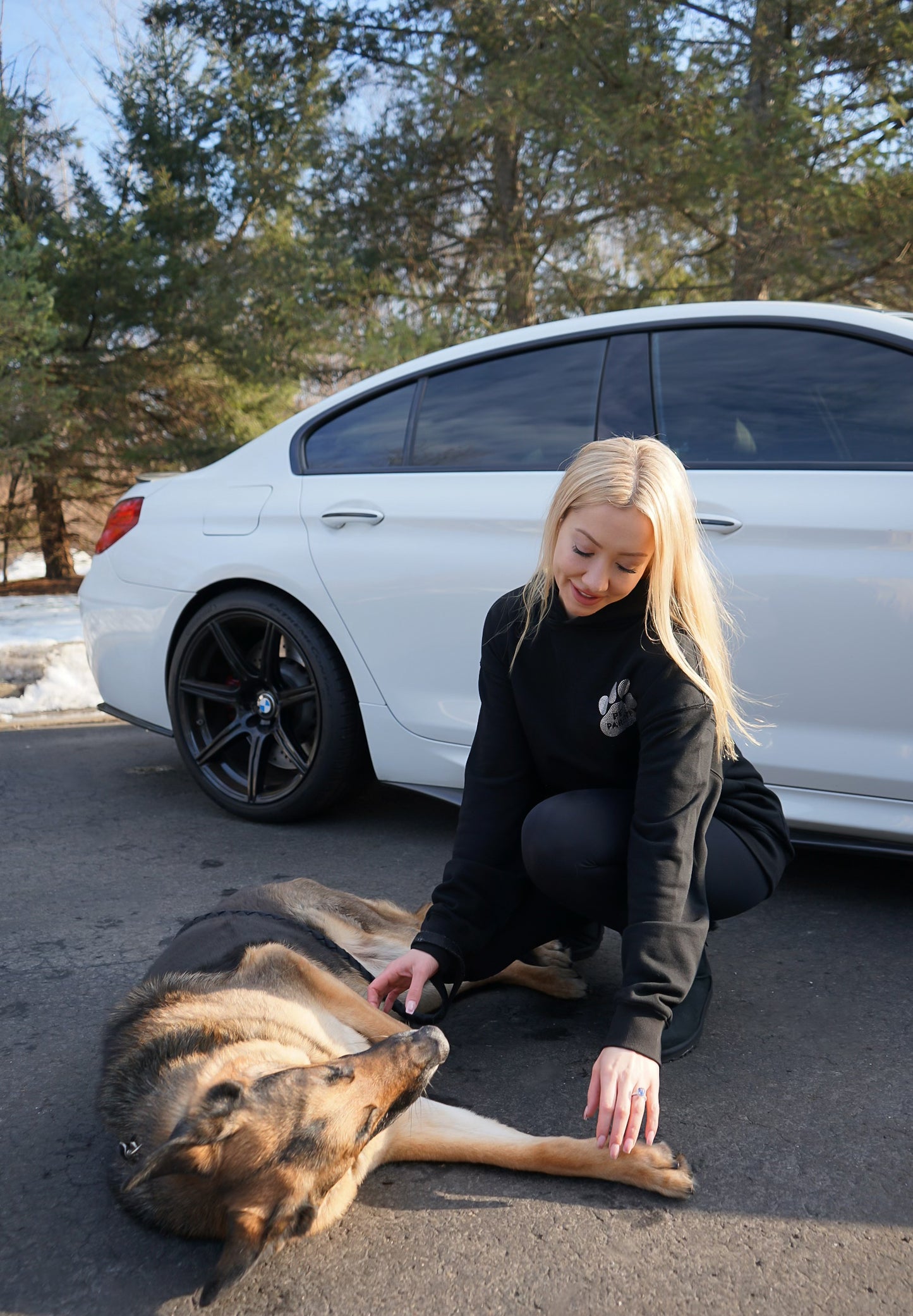 Black Rhinestone Pullover Hoodie
