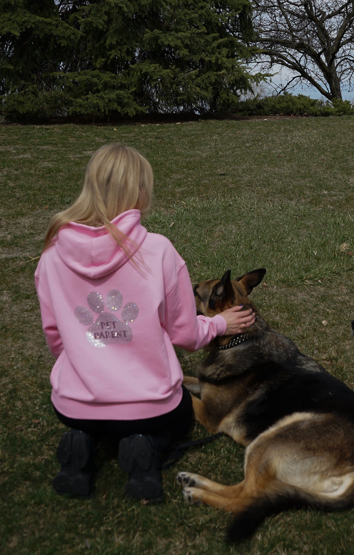 Pink Rhinestone Pullover Hoodie