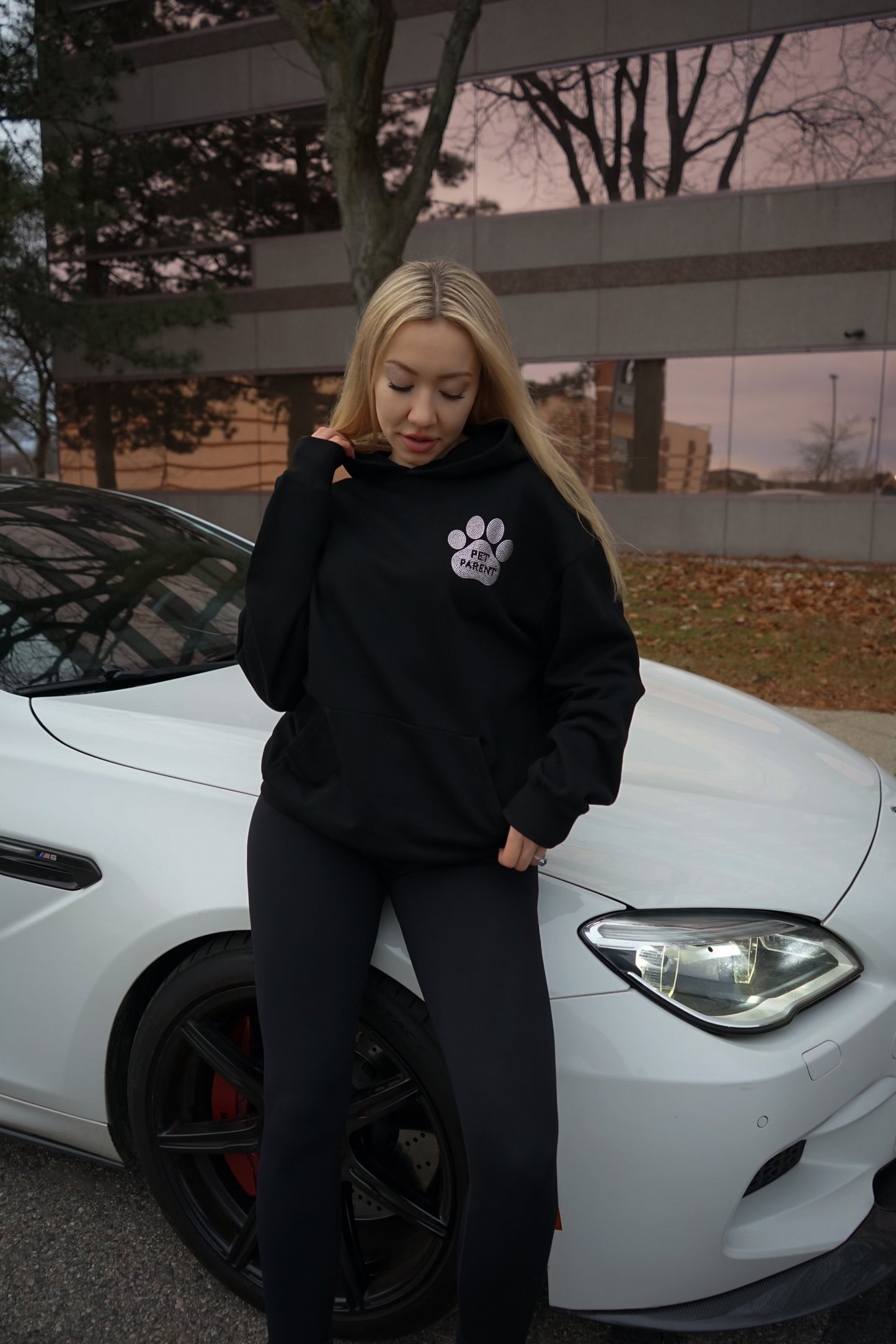 Black Rhinestone Pullover Hoodie
